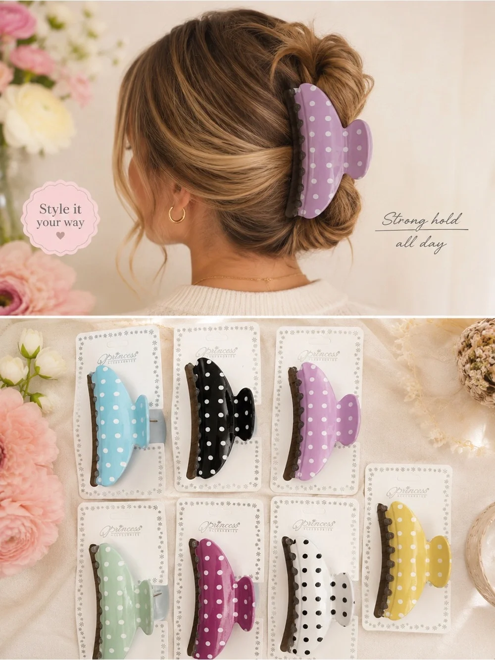 Polka Dot Hair Claw Clip - assorted colors hair Accessories